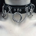 Collar Punk Gótico – Gargantilla de Cuero Negro con Remaches Metálicos y Cadenas